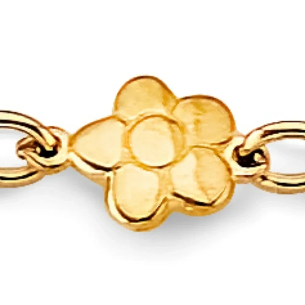 KIDS GIRLS 14K 2 TONE GOLD FLOWER BALL Bracelet 5